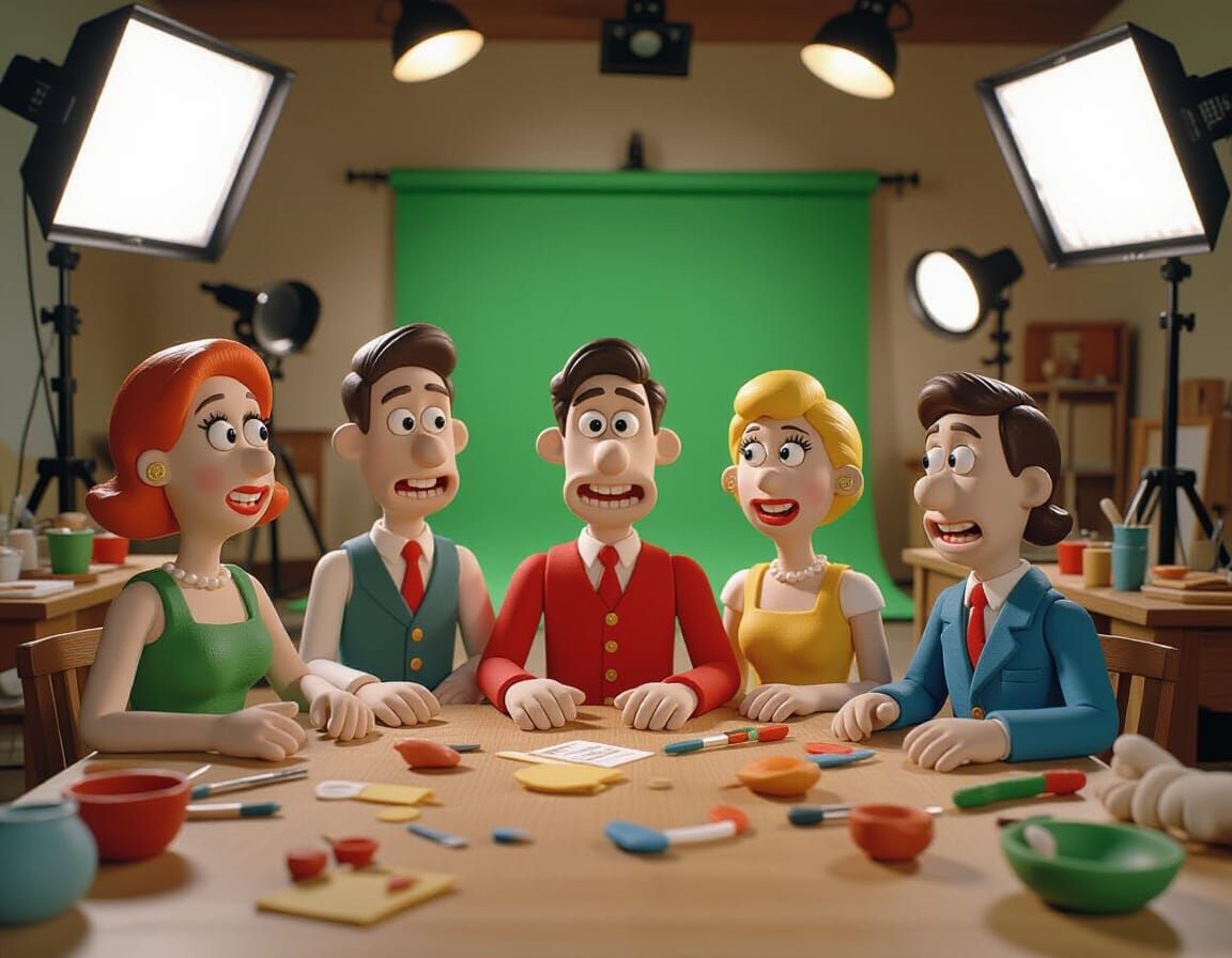 Stop-Motion Studio with Colorful Clay Characters