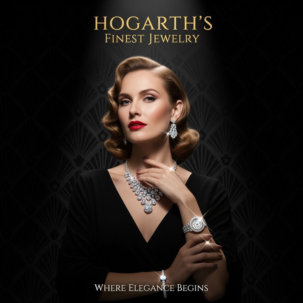 Glamorous Woman in Spotlight with Art Deco Jewelry