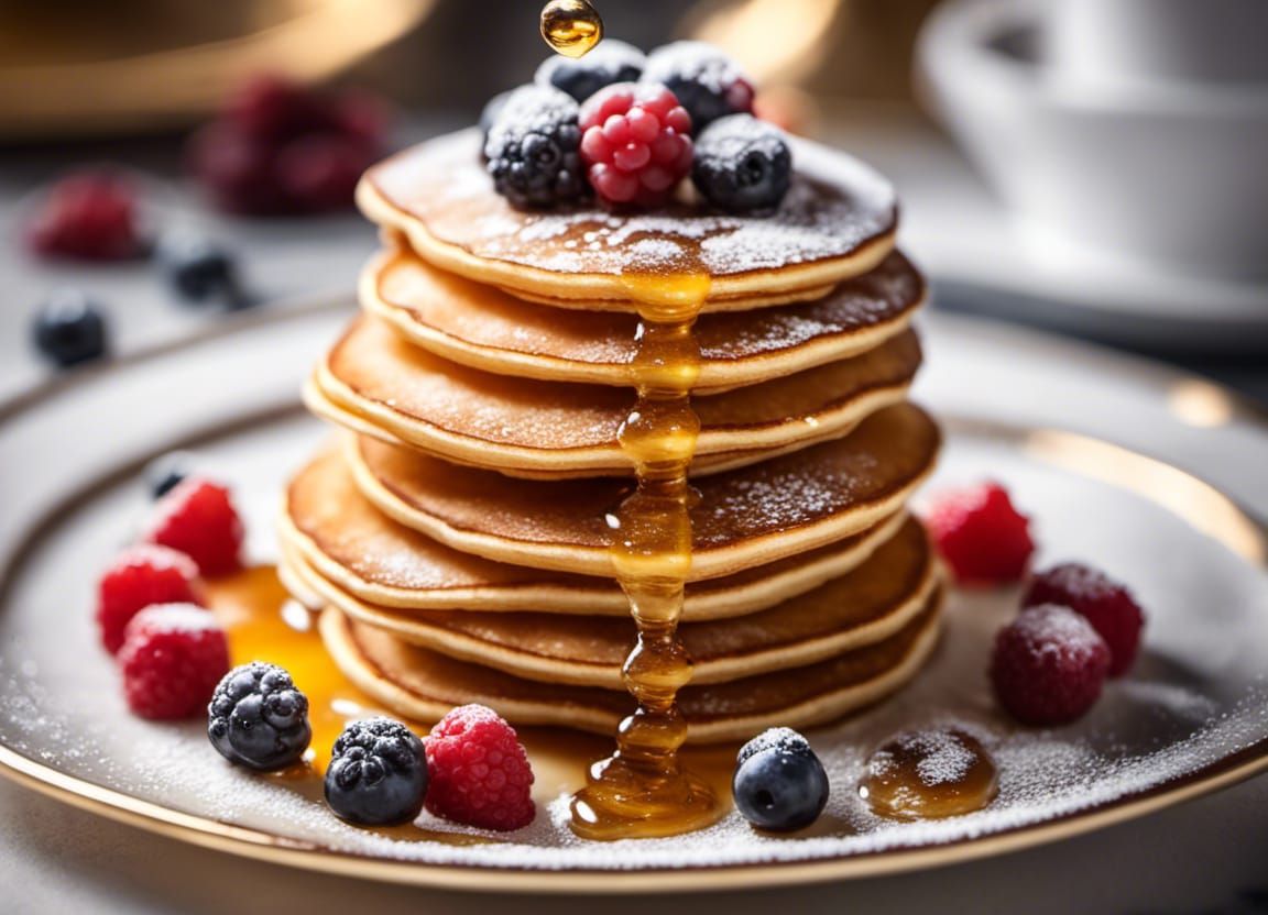 Stacked Pancakes with Berries: Michelin Star Photography