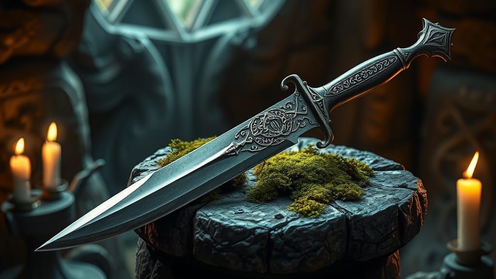Mystical Dagger Adorned with Ancient Runes and Celtic Art