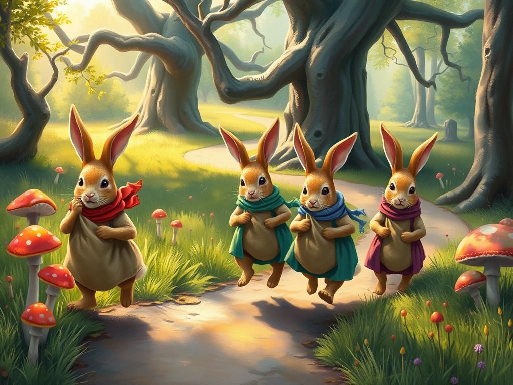 Whimsical Bunnies Compete in Fantasy Sack Race