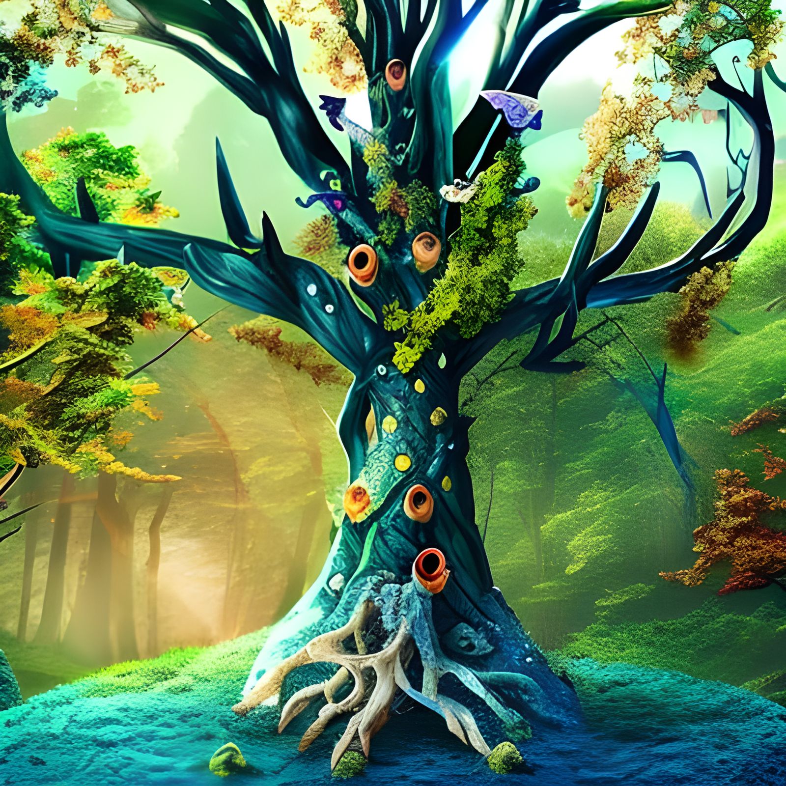 Mysterious Magical Forest with Unicorns and Fairies