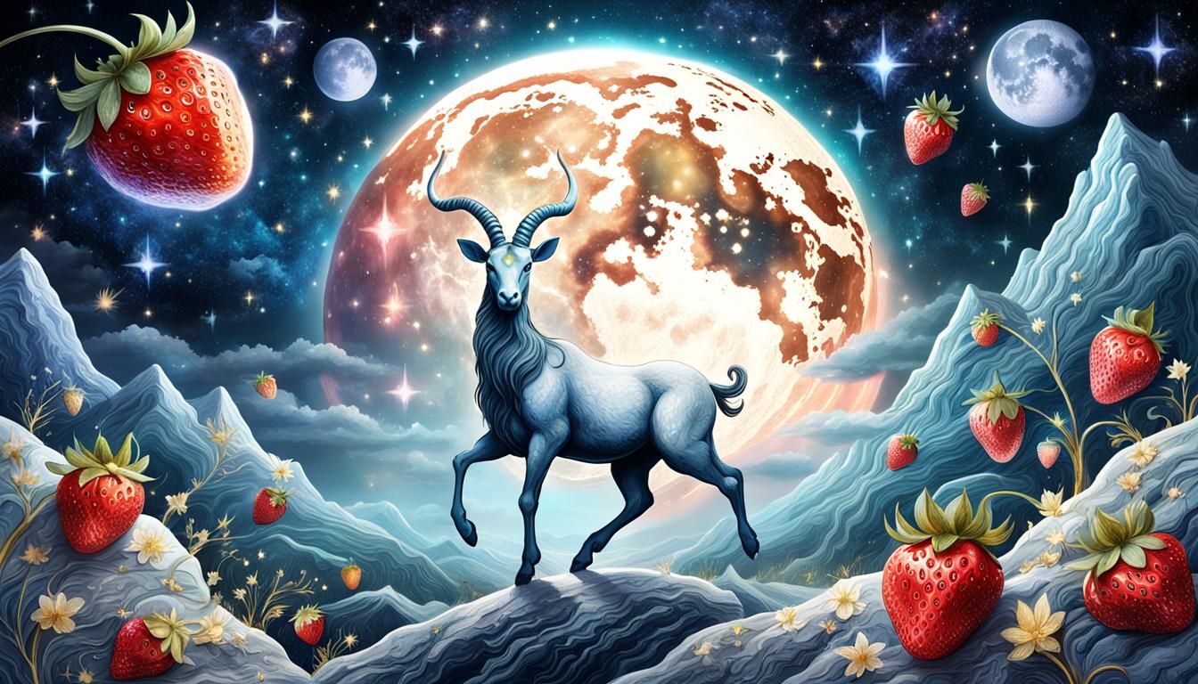 Strawberry Full Moon in Capricorn Astral Art