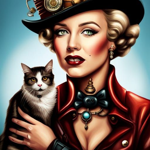 She and her cat by Per.