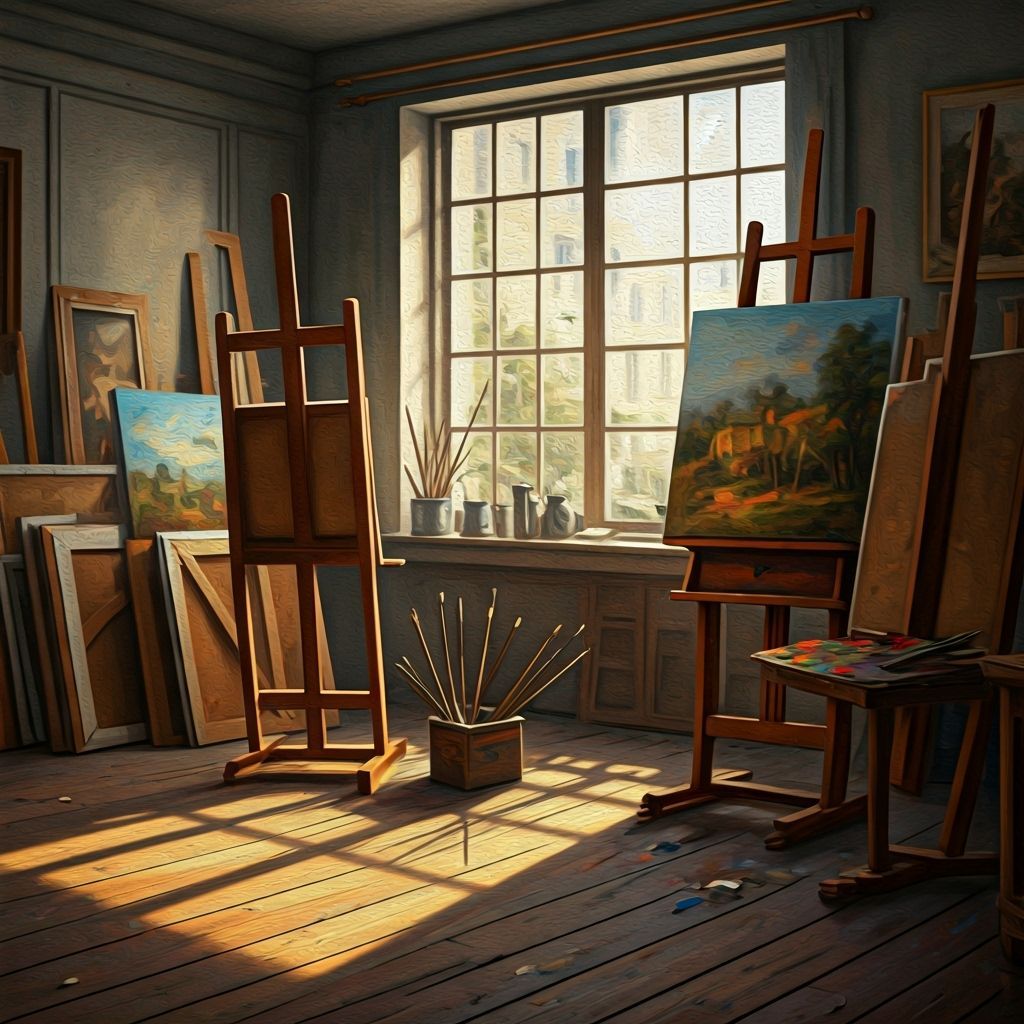 1920s Parisian Artist Studio in Impressionistic Oil Painting...