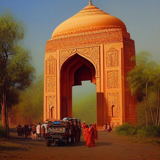 Indian Landscape in Oil Painting Style