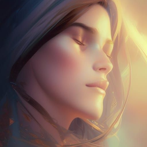 Sleeping Beauty Portrait in Volumetric Lighting