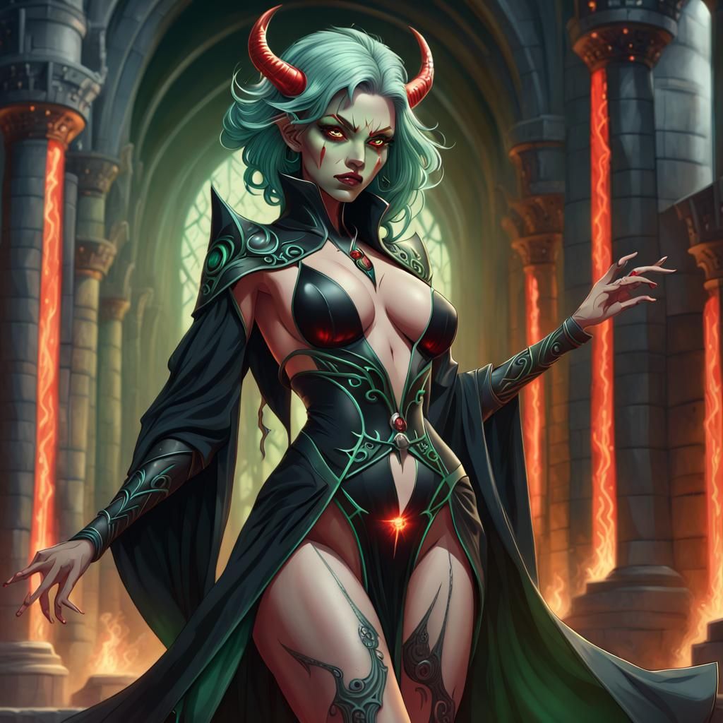 Demon Mage in Dark Fantasy Style