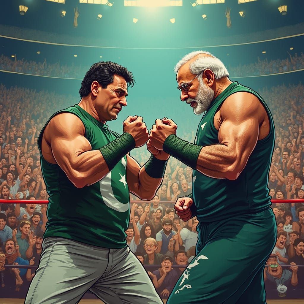 Political Leaders Wrestle in WWE-Style Illustration