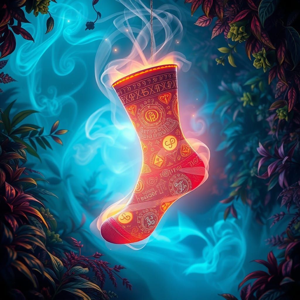 Surreal Fantasy Sock in Vortex of Iridescent Mist