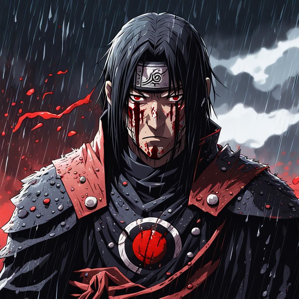 Itachi Uchiha in Rain, Manga Scan Style