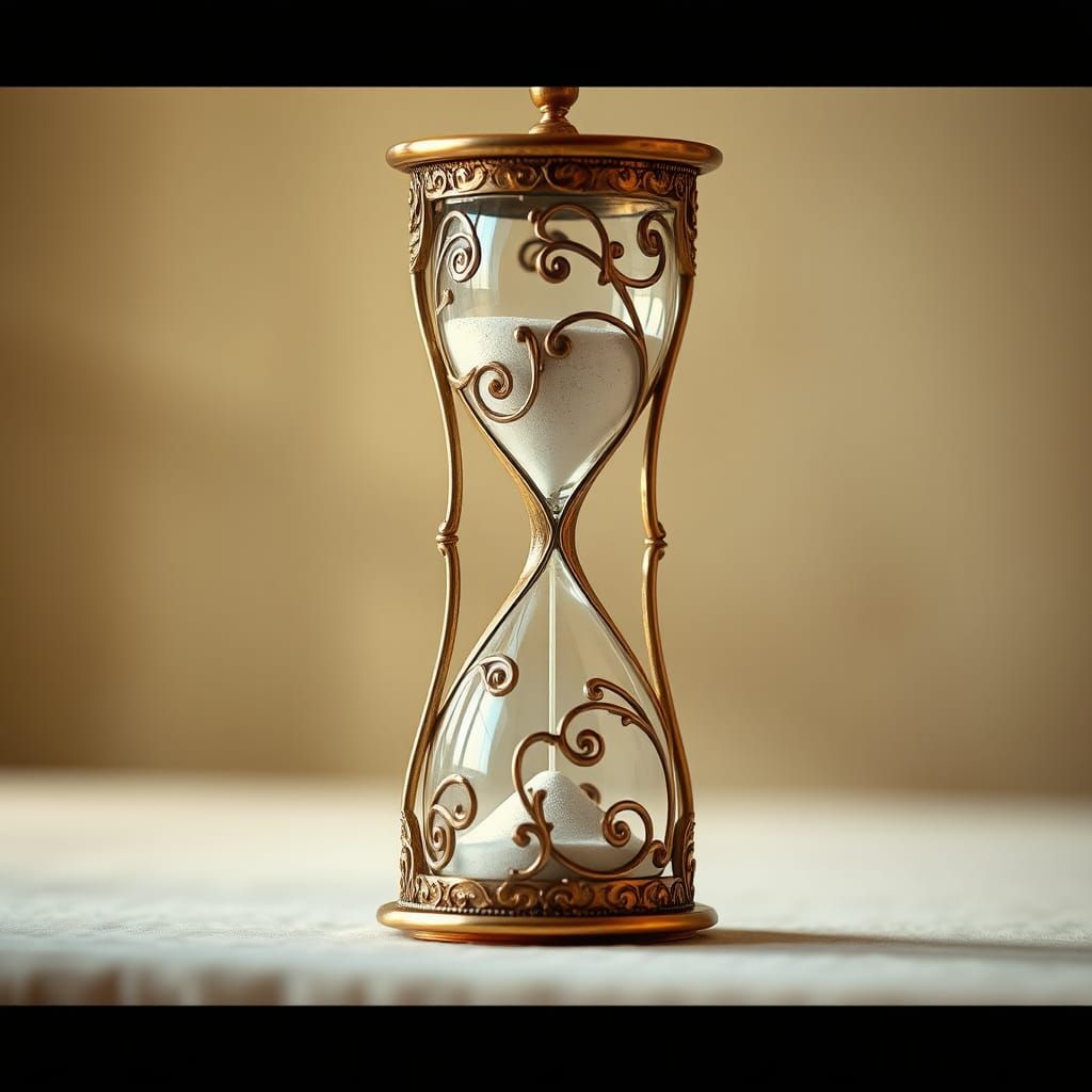 Elegant Art Nouveau Hourglass with Gleaming Glass