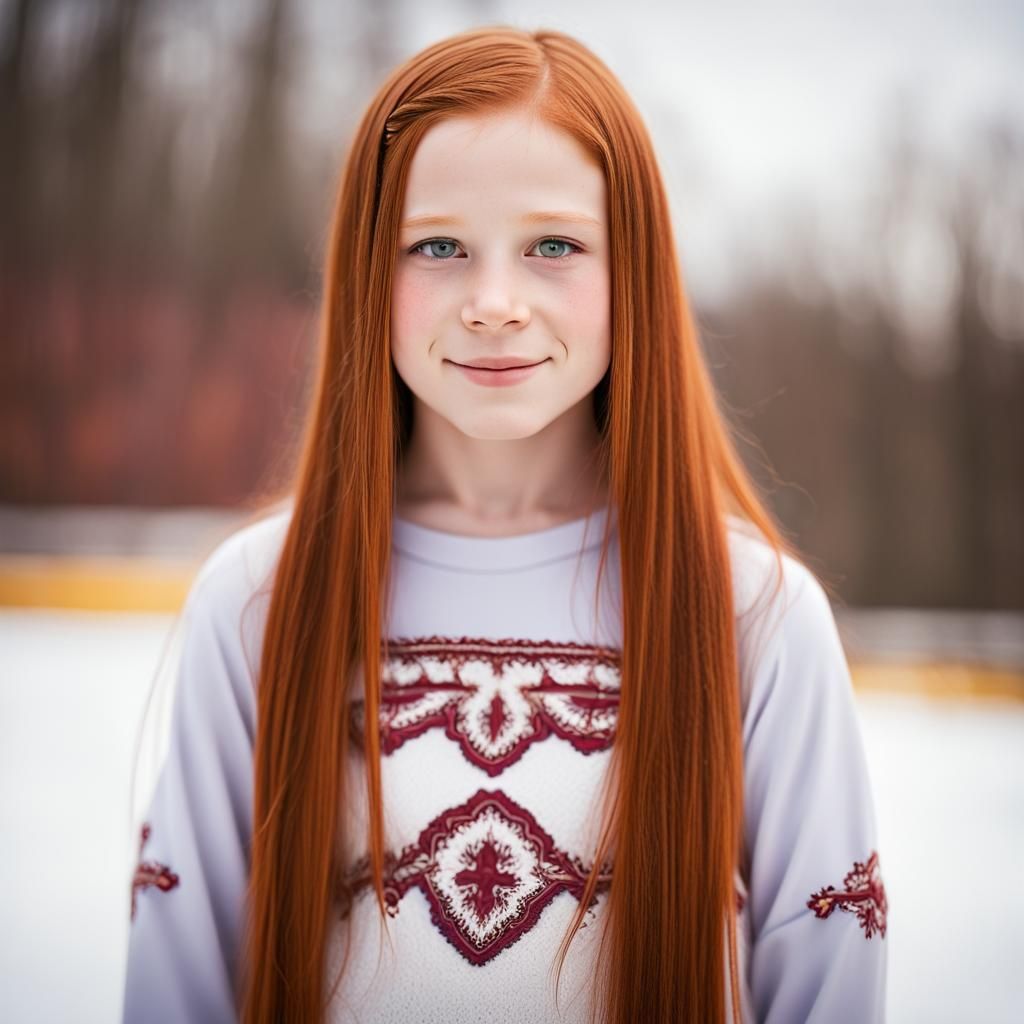 Girl with Red Hair as Figure Skater