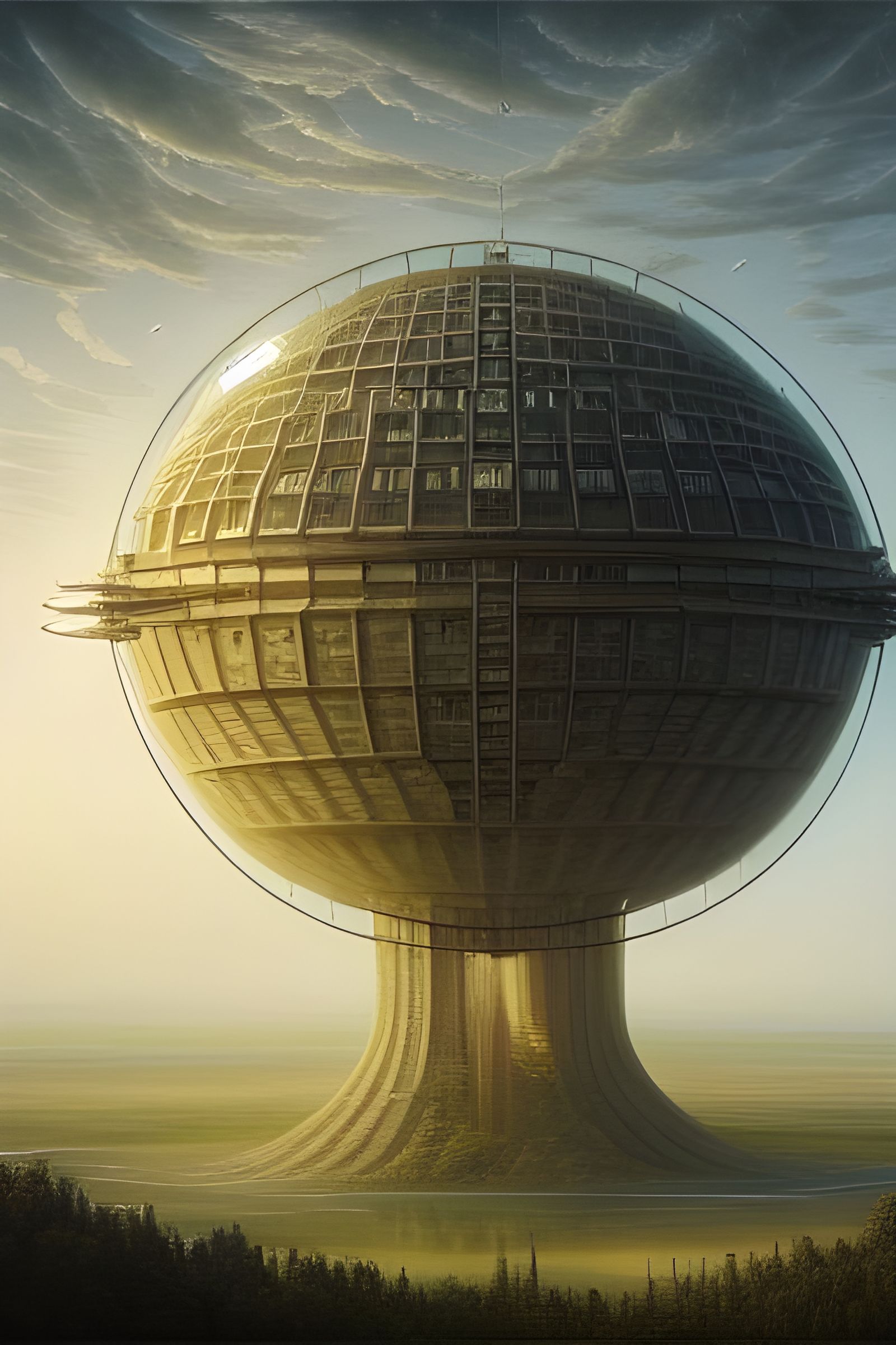 Dystopian Solarpunk Megastructure in Hyperdetailed 3D Render