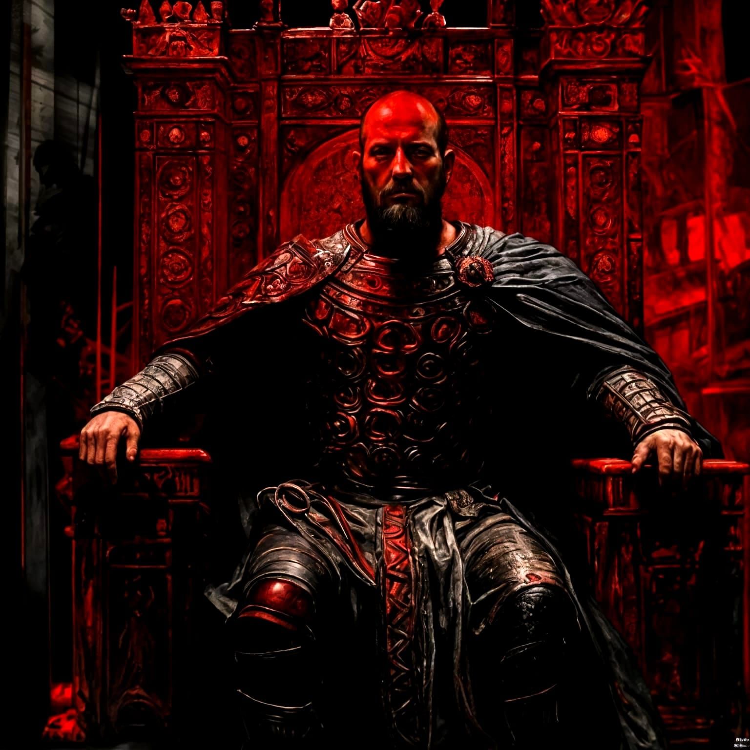Macbeth on Bloody Throne in Mixed-Media Photography