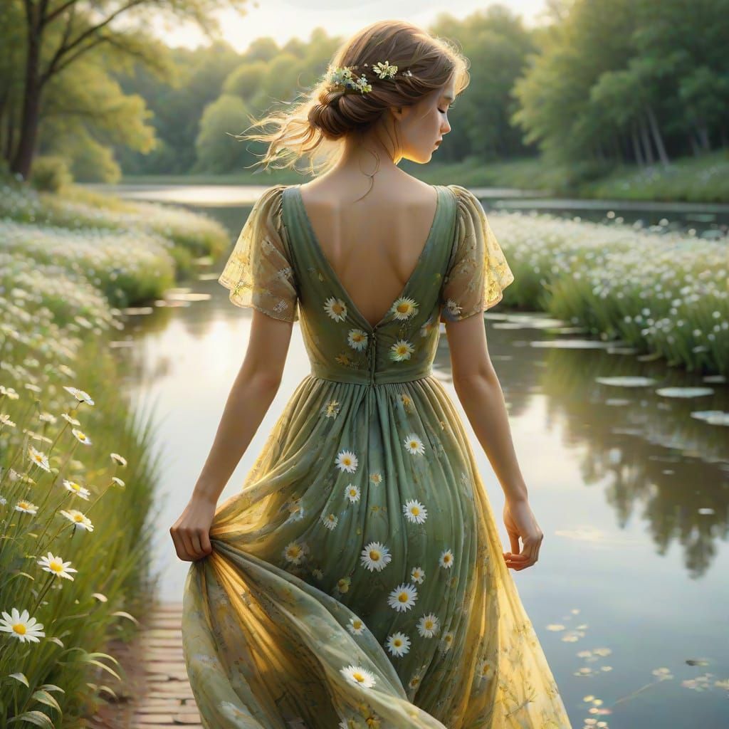 Ethereal Lake Scene in Impressionist Style