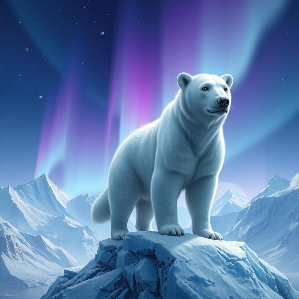 Majestic Polar Bear in a Fantasy Arctic Landscape