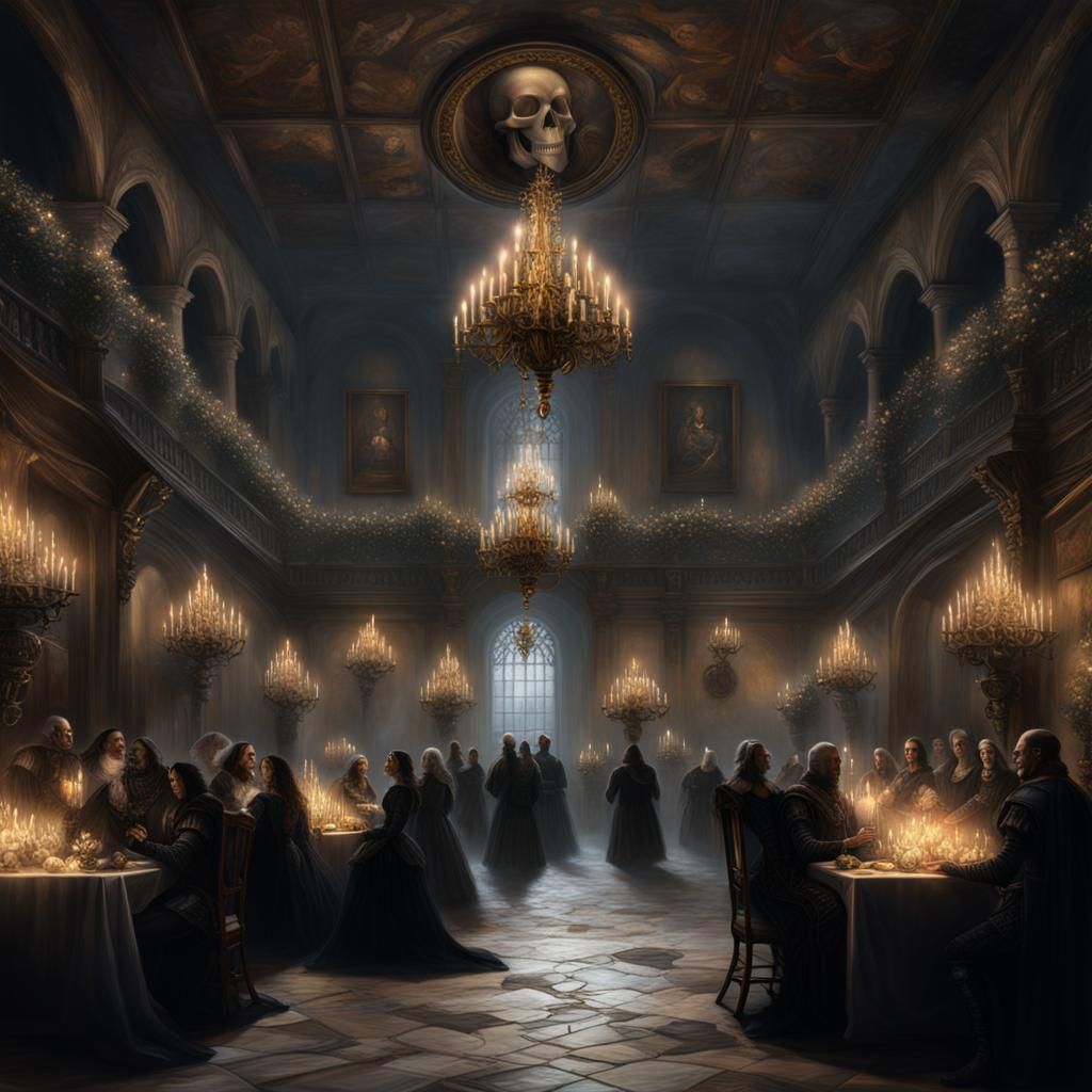 Renaissance New Year's Ball in Dark Fantasy Style
