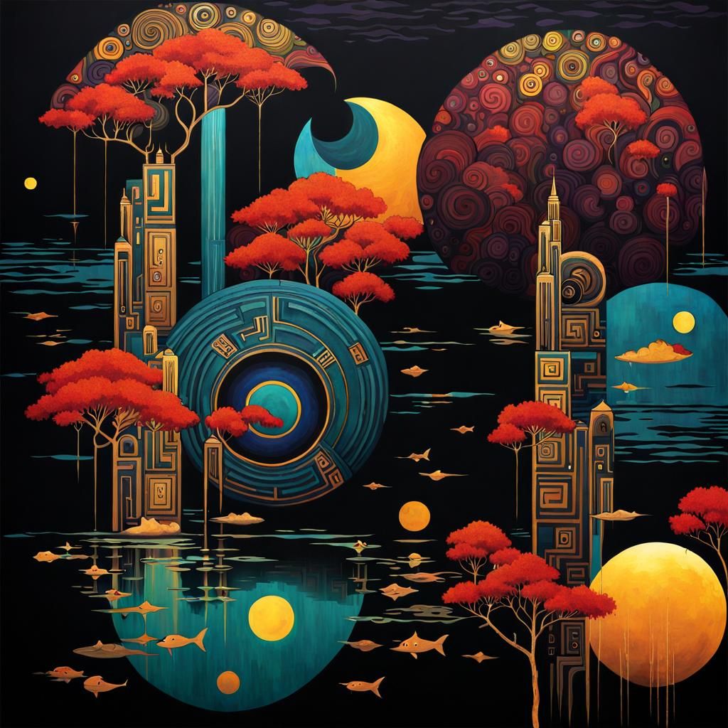 Istanbul Art Deco Poster in Klimt Style