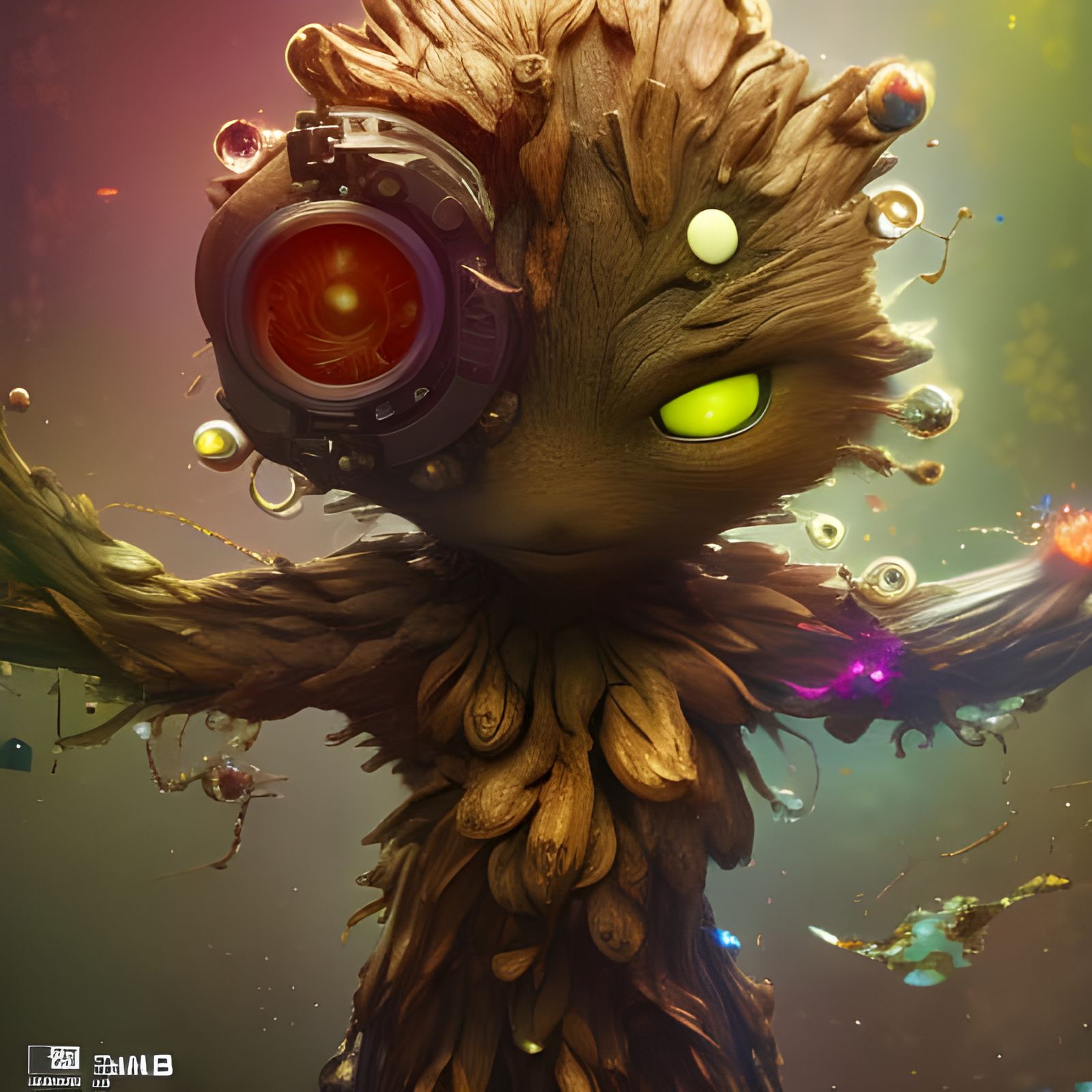 Adorable Chibi Groot in Comic Book Style