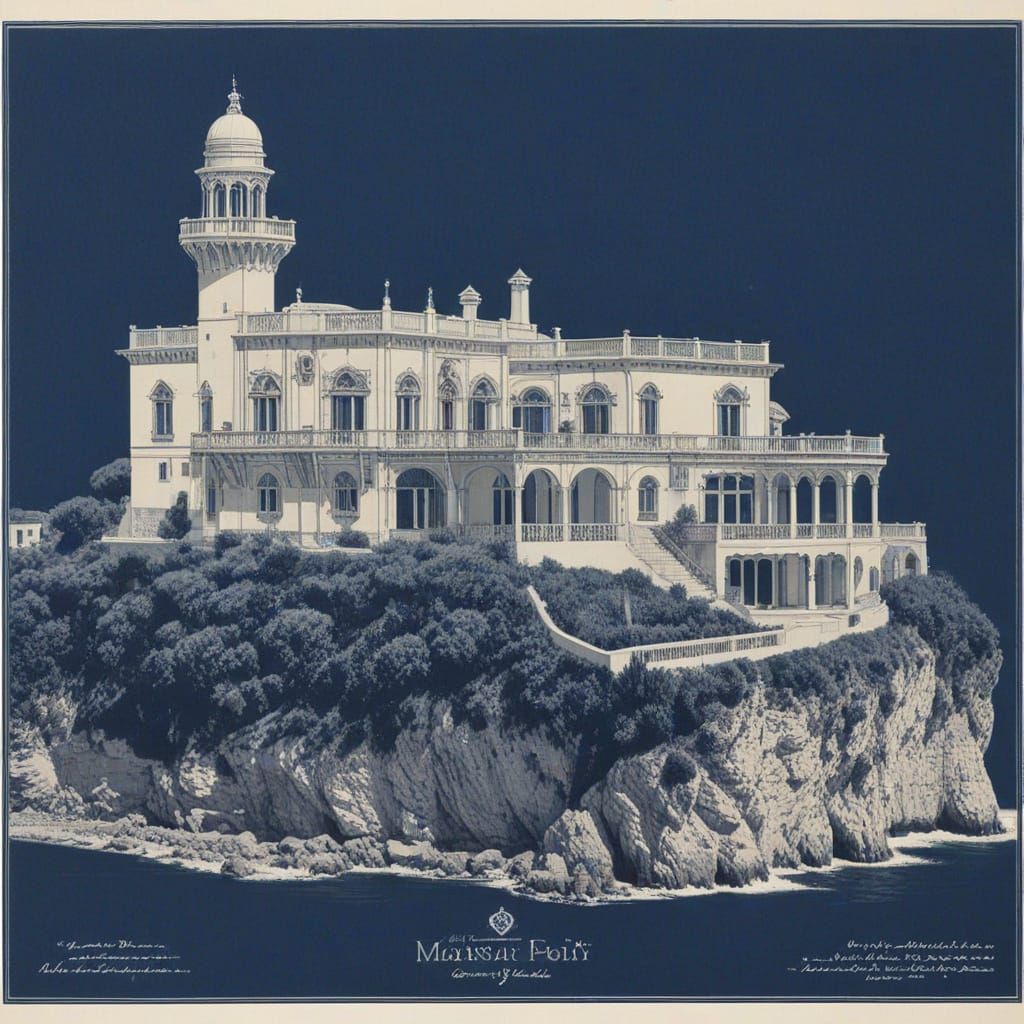 Moorish Villa Technical Drawing on Diazo Slide