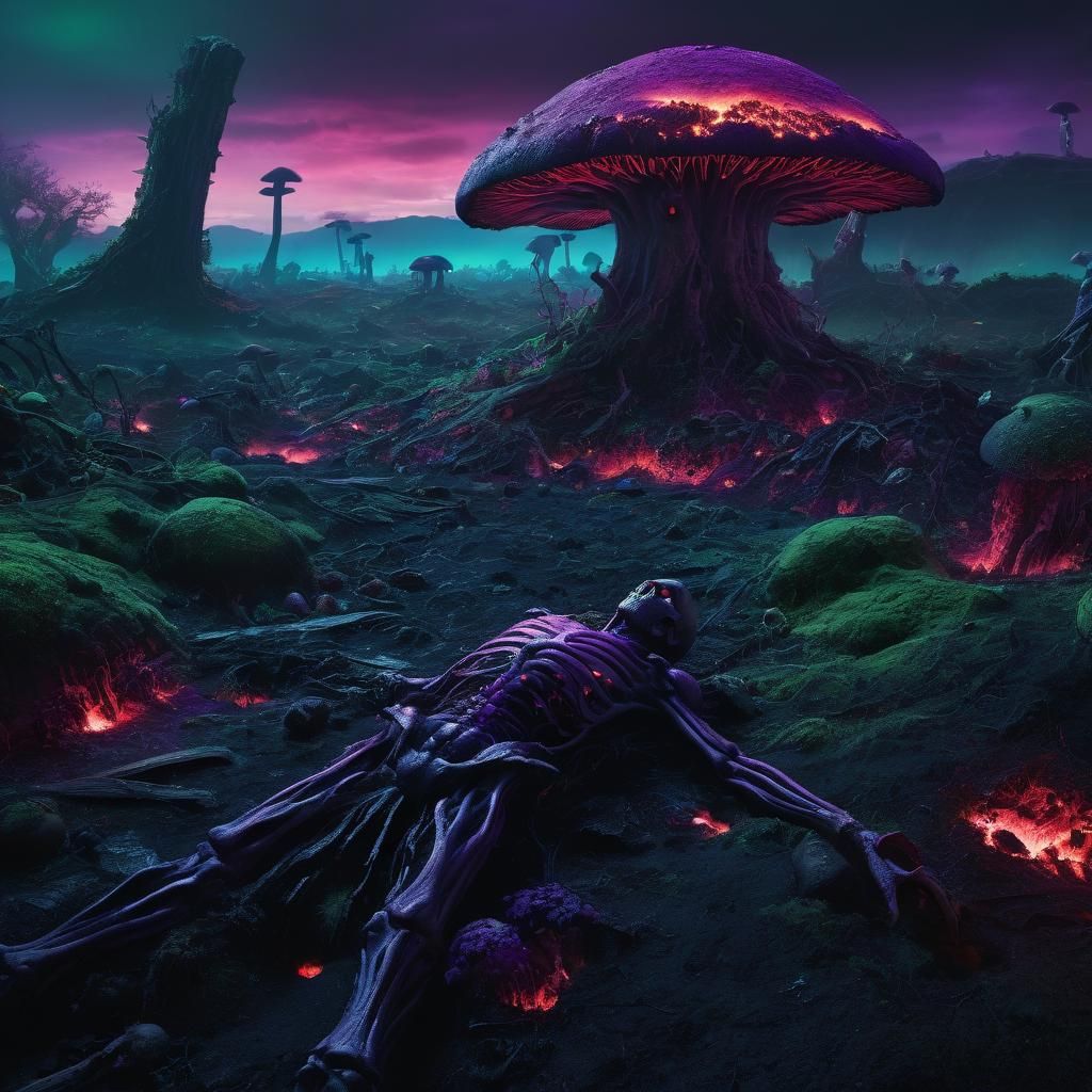 Fantasy Battlefield: Giant's Corpse in Digital Painting