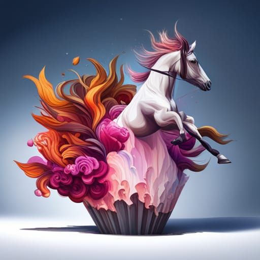 Horses Racing on Hat: Graffiti Art Style