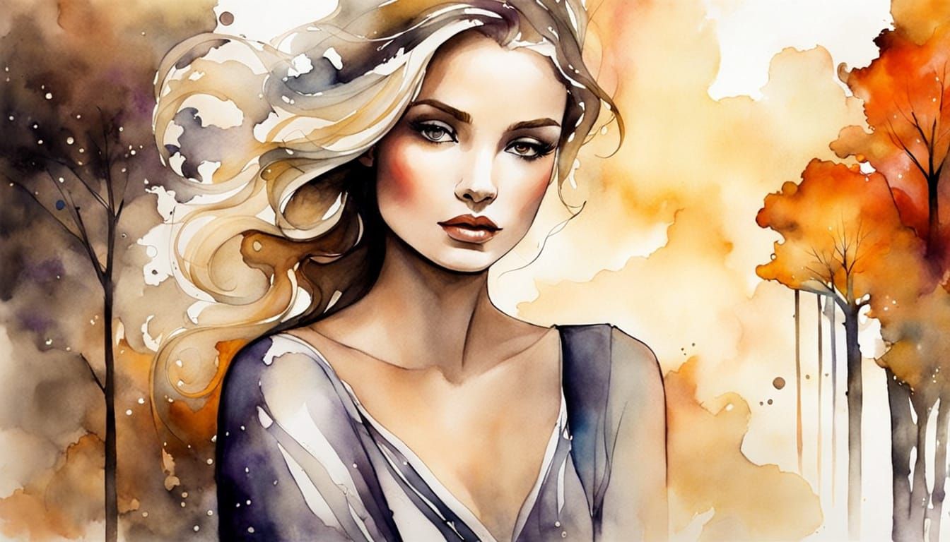 Ethereal Cloud Woman in Cosmic Fashion Sketch