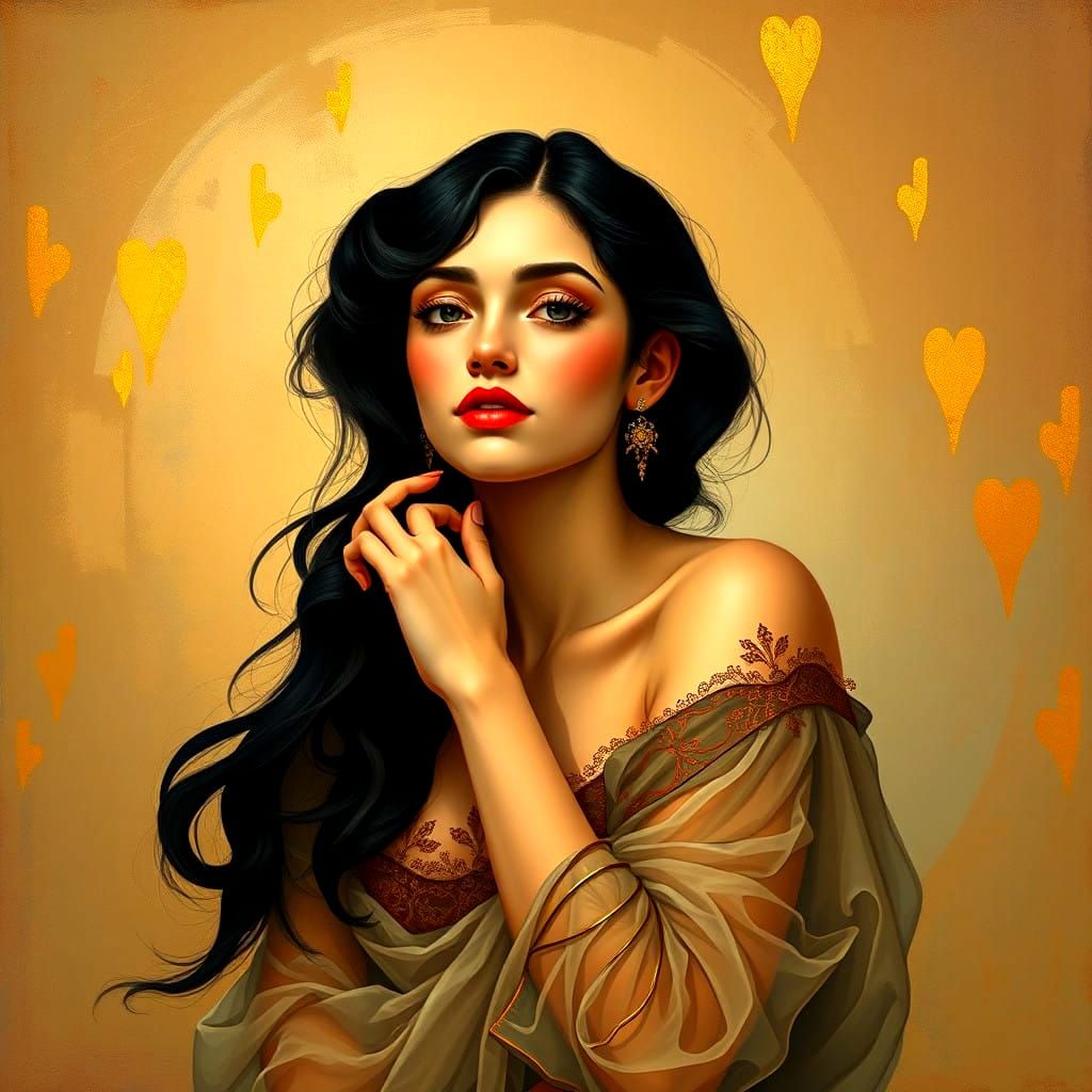 Woman in Elegant, Dreamy Impressionist Portrait