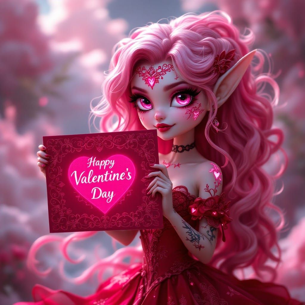 Venus as Valentine's Day Goddess in Whimsical Chibi Style