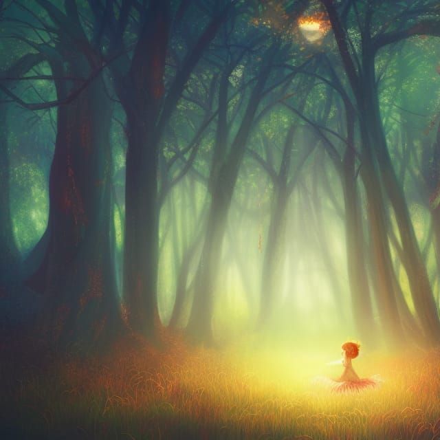 Magical Fairycore Scene in Autumn Rain