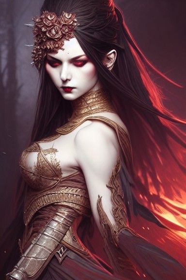 Elegant Vampire Warrior in Hyper-Realistic Digital Art