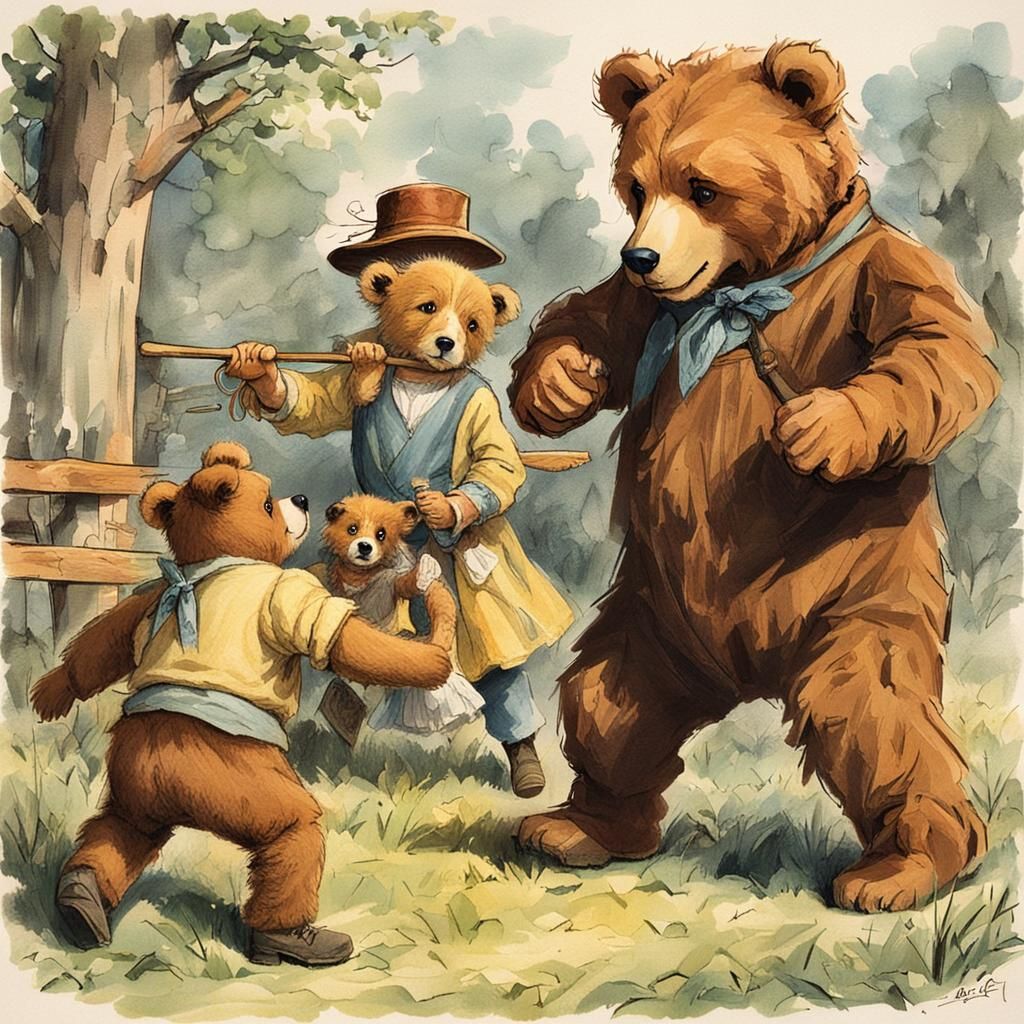 Teddy Bear Under Attack by Honey and Bess