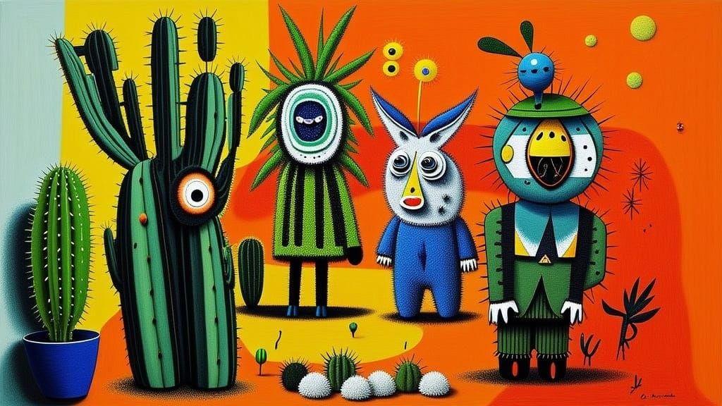 Abstract Expressionist People Under Vibrant Saturday Sun