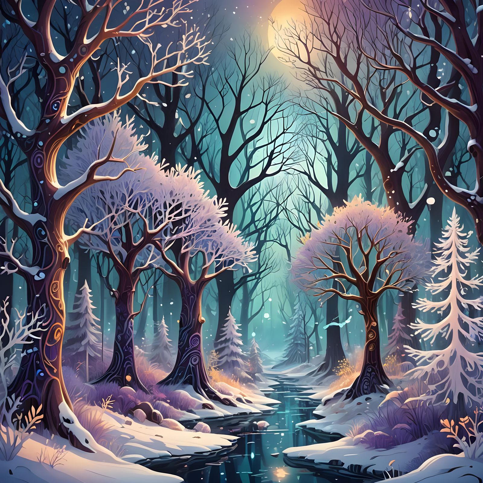 Ethereal Winter Landscape Zentangle Doodle