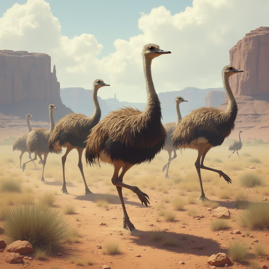Hyperrealistic Ostriches in Badlands: Audubon Meets Stalenha...