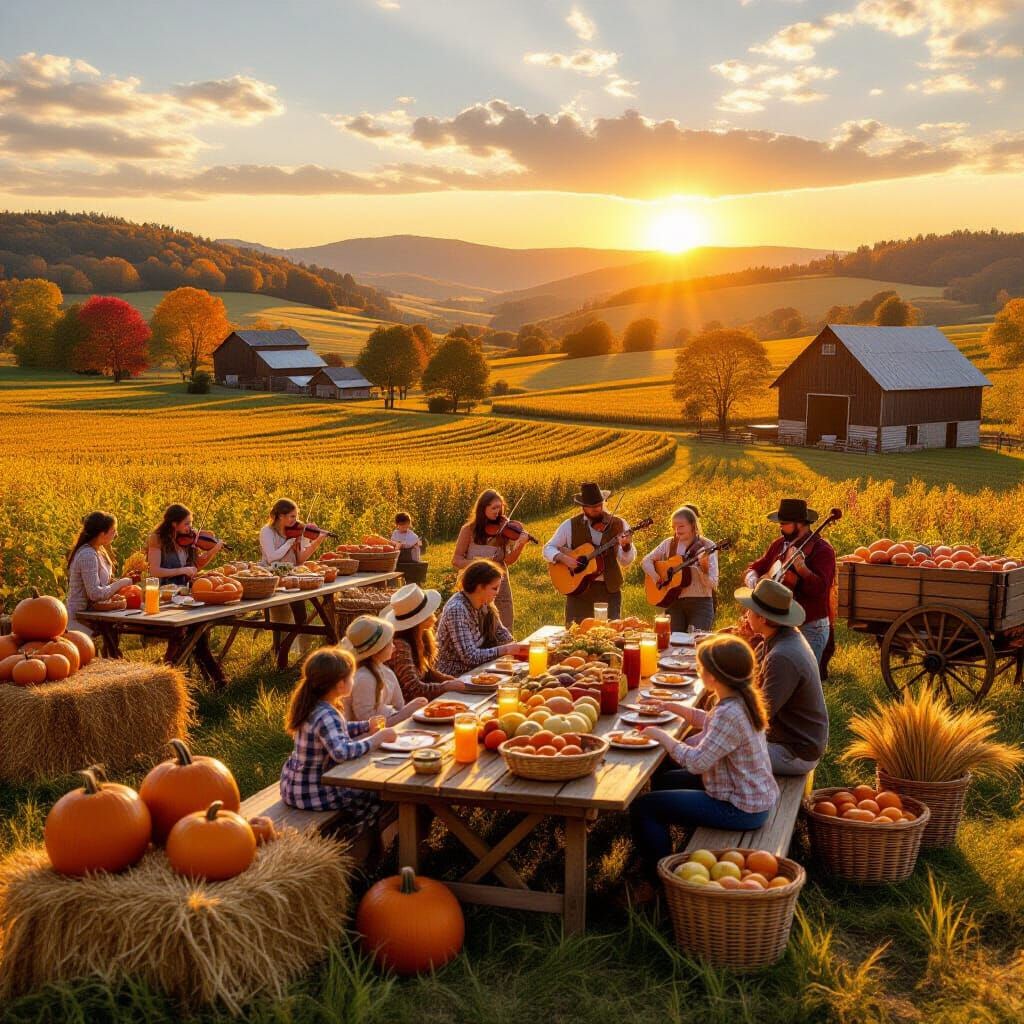 Joyful Autumn Harvest Festival in Golden Countryside