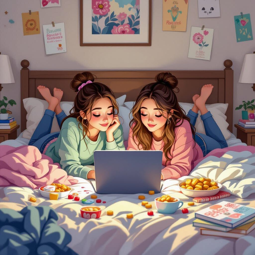 Teenage Girls Movie Night: Whimsical Art Style