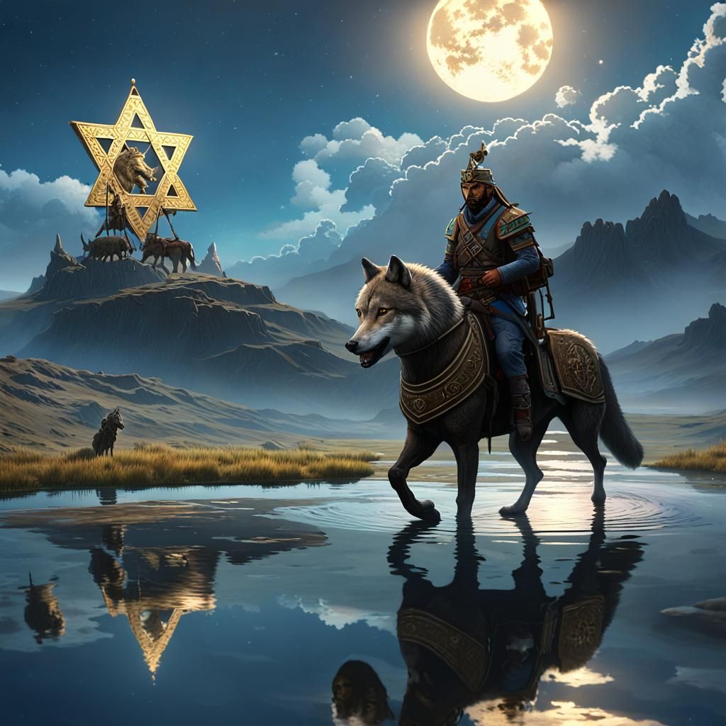 Asian Steppe Cavalry with Wolf and Star