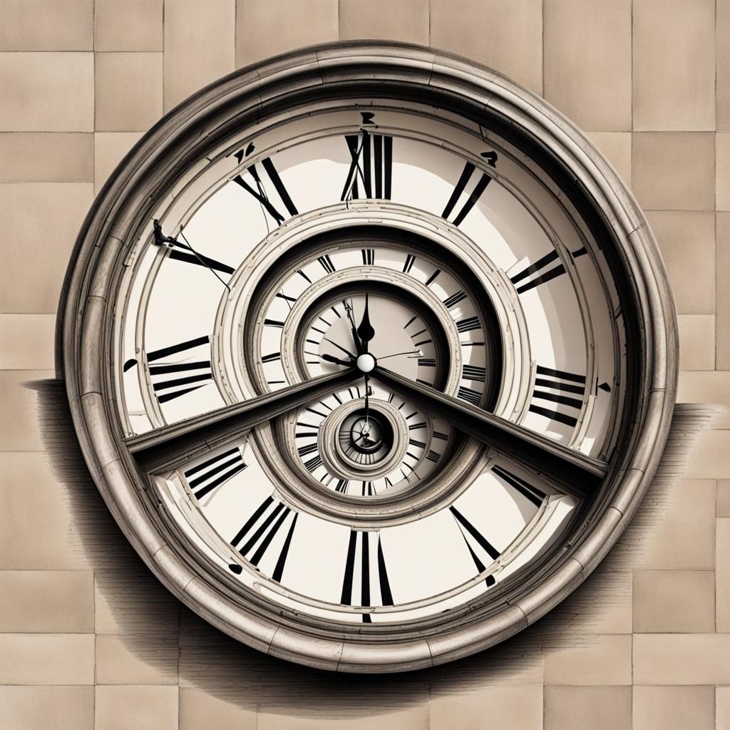 Stairs clock optical illusion