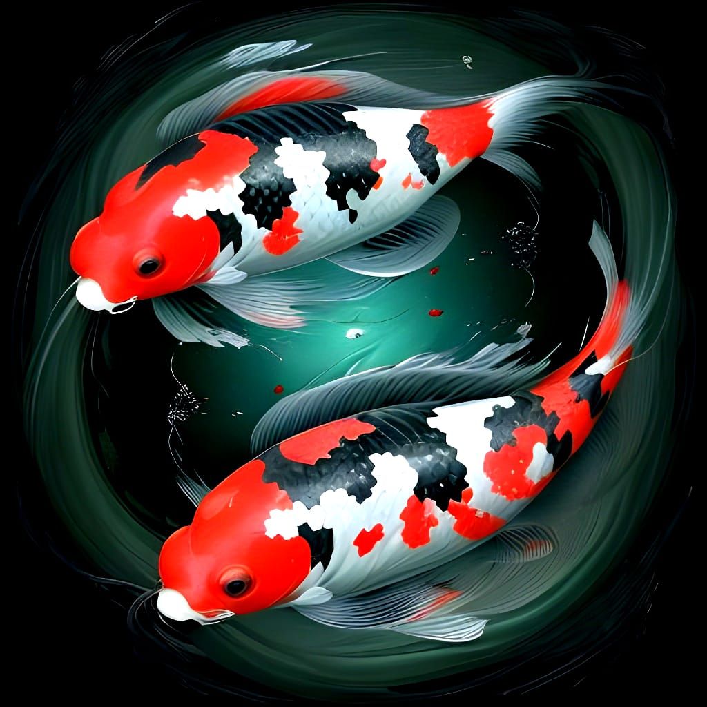 Hyperrealistic Koi Fish in Japanese Print Style
