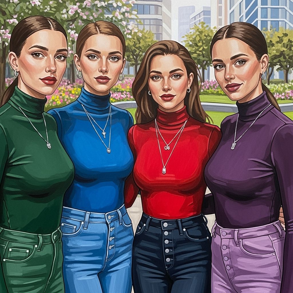 Four Friends in a City Garden Oil Painting