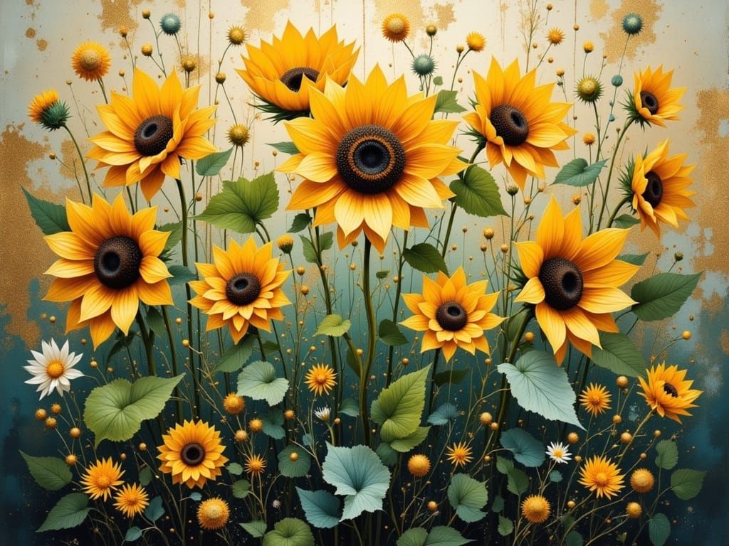 Realistic Glass Flowers in Golden Light