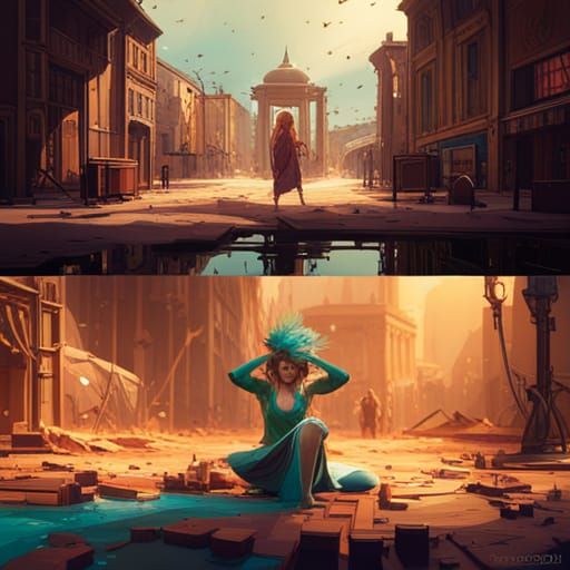 Hyperdetailed Concept Art in Orange and Teal