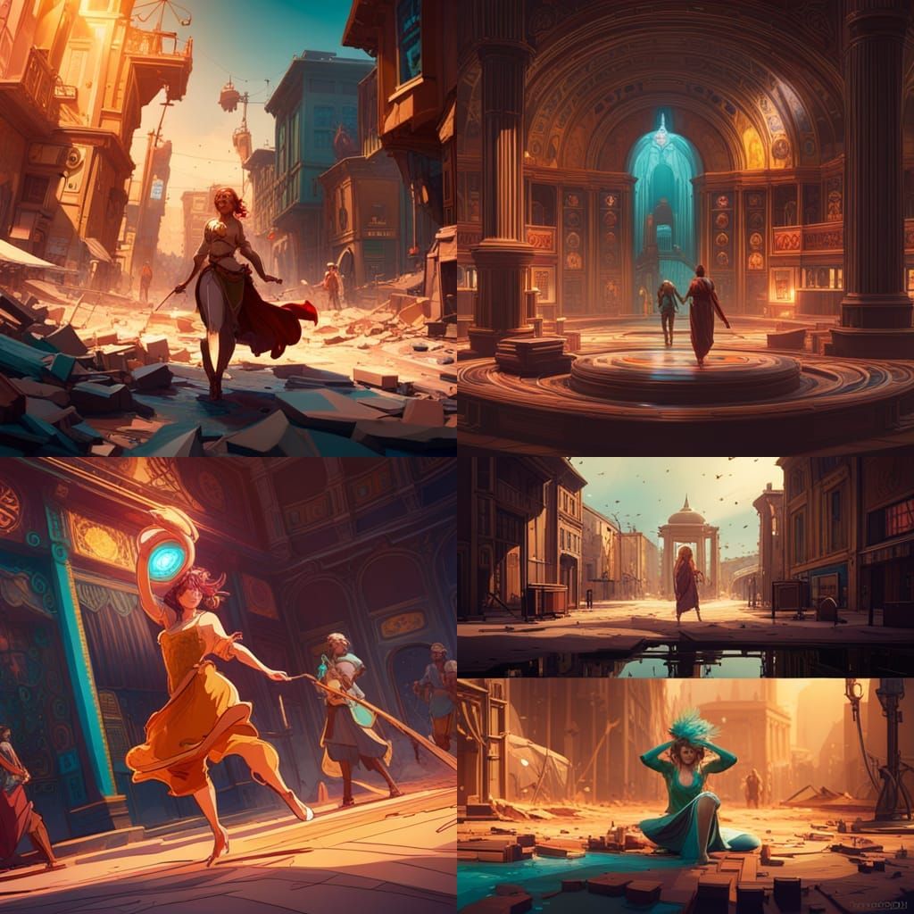 Hyperdetailed Concept Art in Triadic Colors