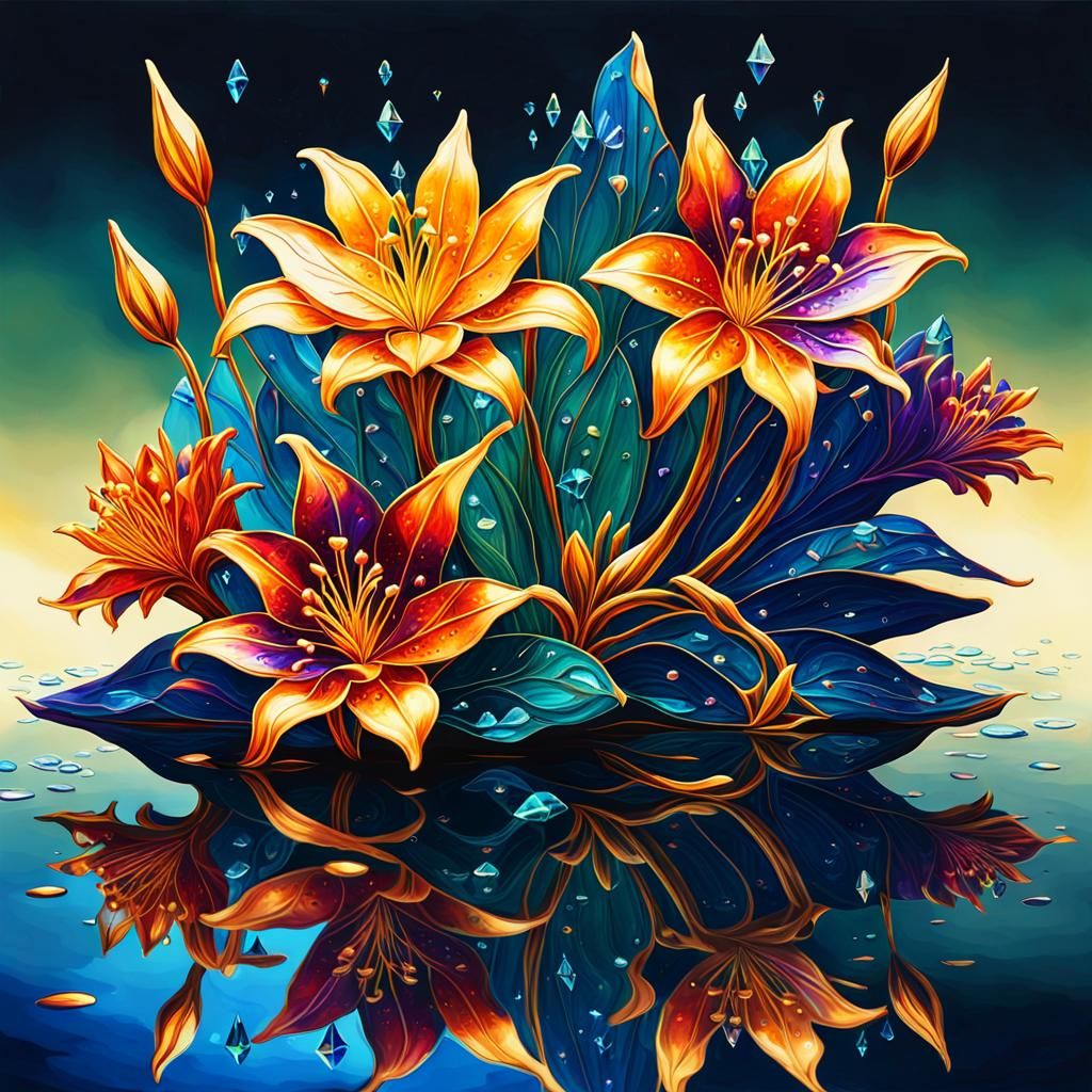 Bioluminescent Lilies with Crystal Effects Painting