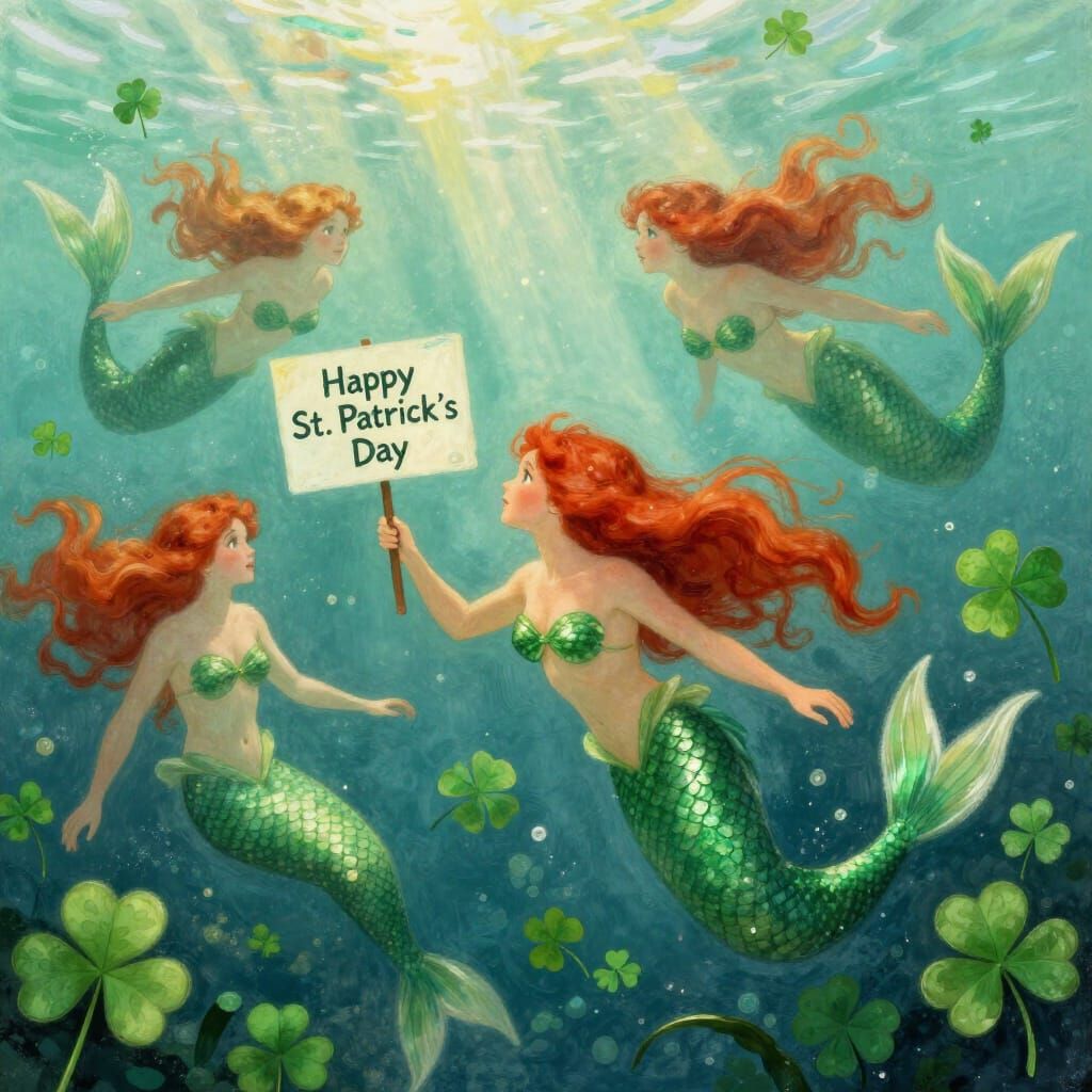 Irish Mermaids Celebrate St. Patrick's Day Underwater