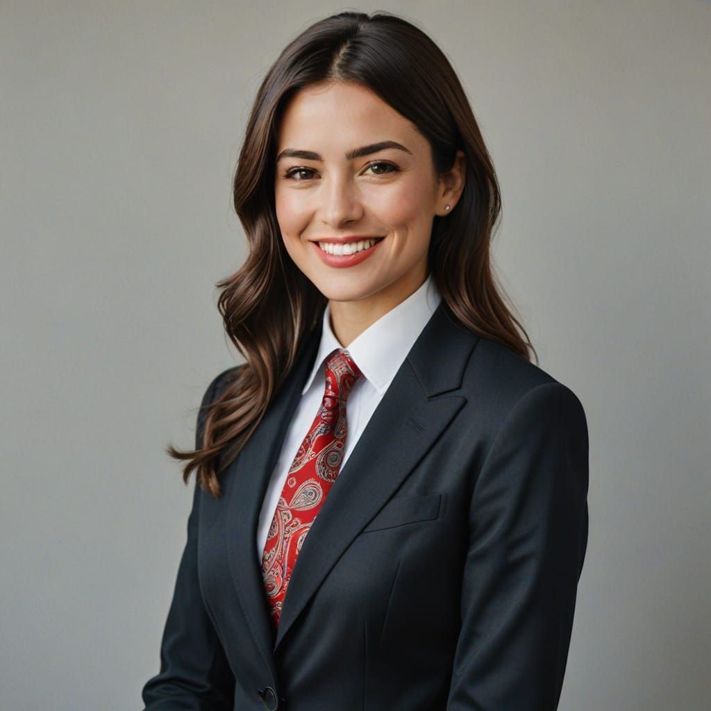 Elegant Businesswoman in Paisley Tie