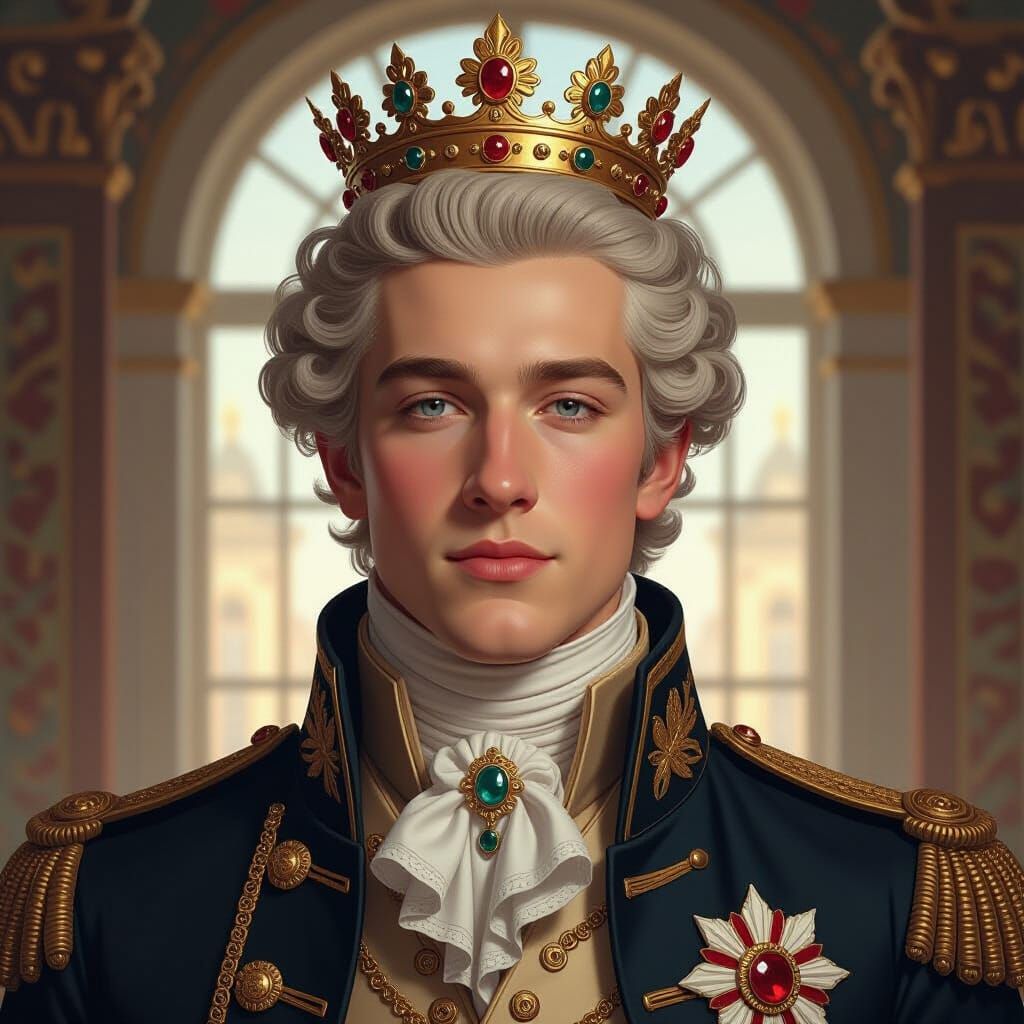 Young King George III Portrait in Ornate Style