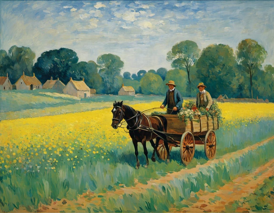 Impressionist Artists Inspired Children's Joyful Handcart Jo...